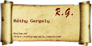 Réthy Gergely névjegykártya